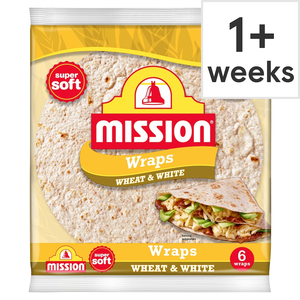 Mission Deli Wheat & White Wraps 6 Pack 367G