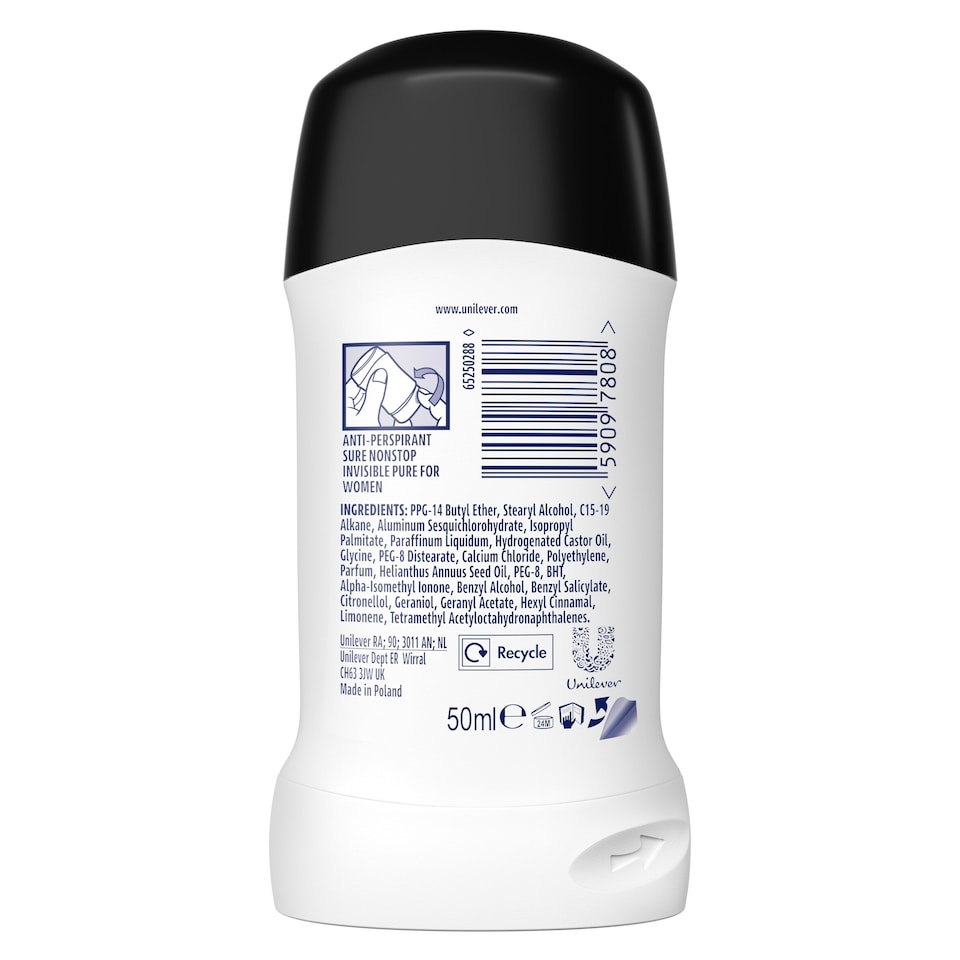 image 1 of Sure 72h Nonstop Protection Invisible Pure Antiperspirant Deodorant 50ml