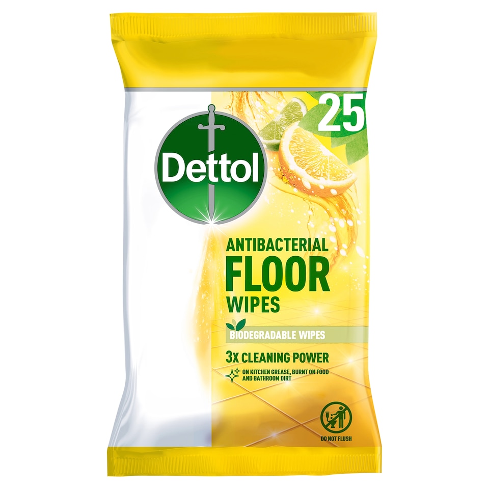 image 1 of Dettol Antibacterial Extra Large Floor Wipes 25 Pack