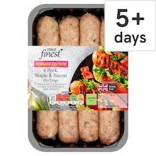 Tesco Finest 4 Pork Maple & Bacon Hot Dogs 400G