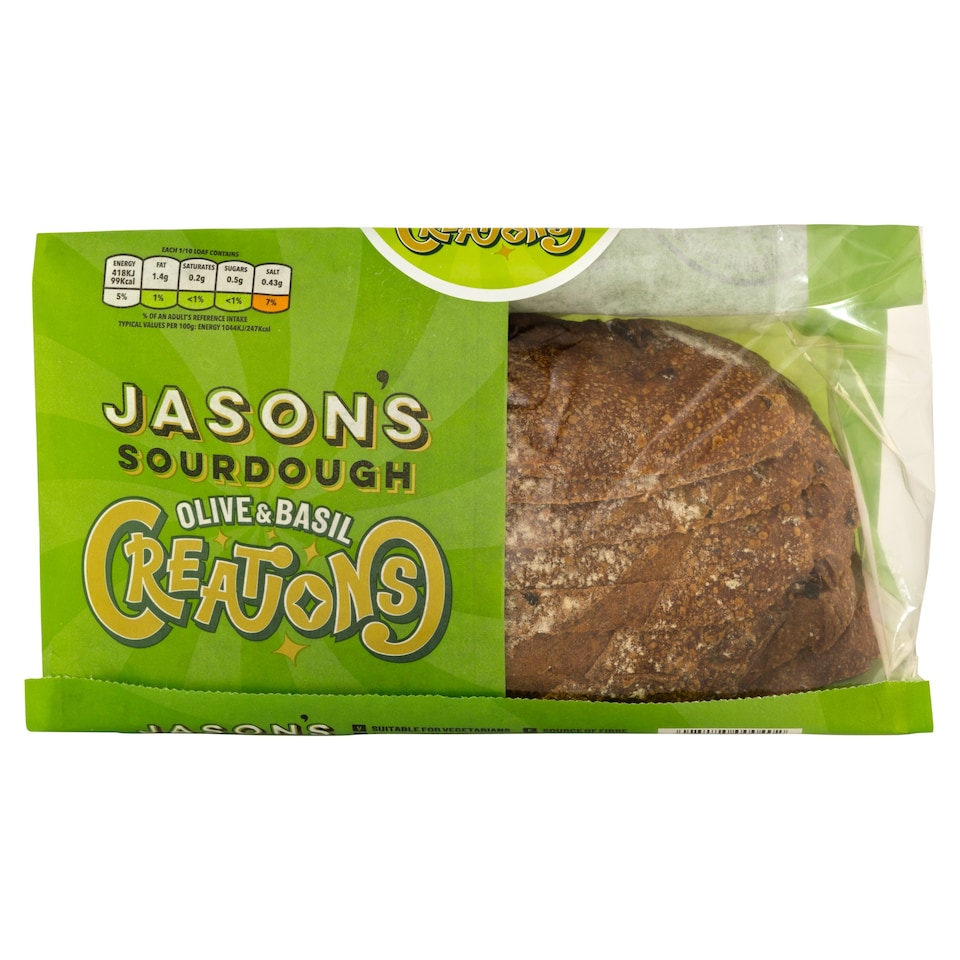 Jason's Creations Olive & Basil Sourdough 400g