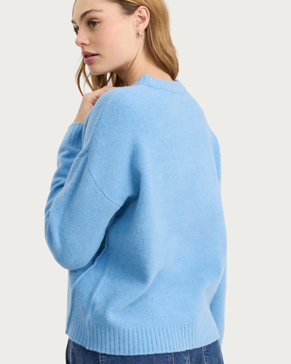 image 1 of F&F Seam Detail Long Sleeved Oversized Fit Jumper in Blue