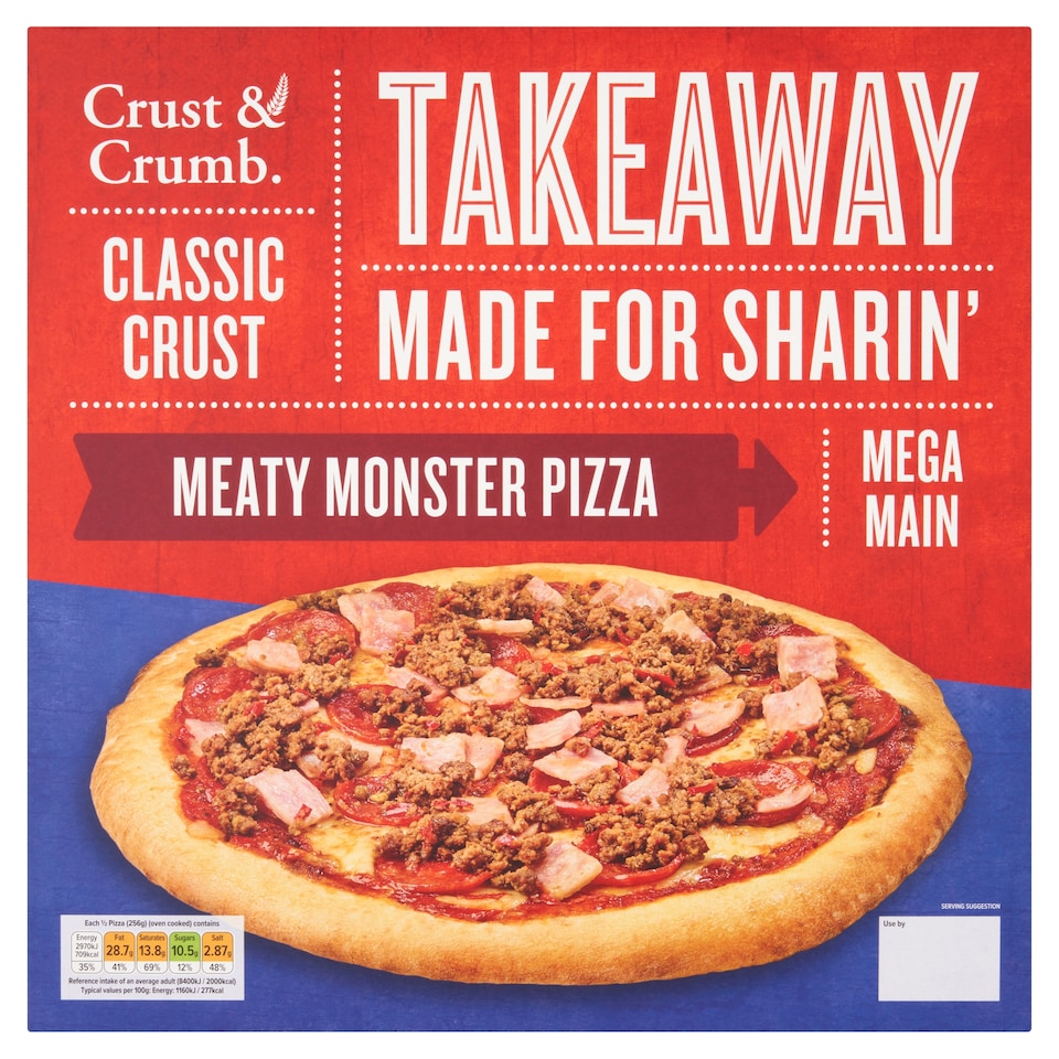 CRUST & CRUMB TAKEAWAY CLASSIC CRUST MEATY MONSTER PIZZA 554G