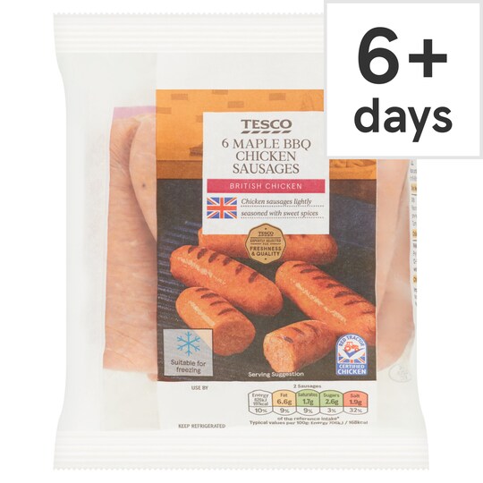 Tesco 6 Maple Bbq Chicken Sausages 400G Tesco Groceries