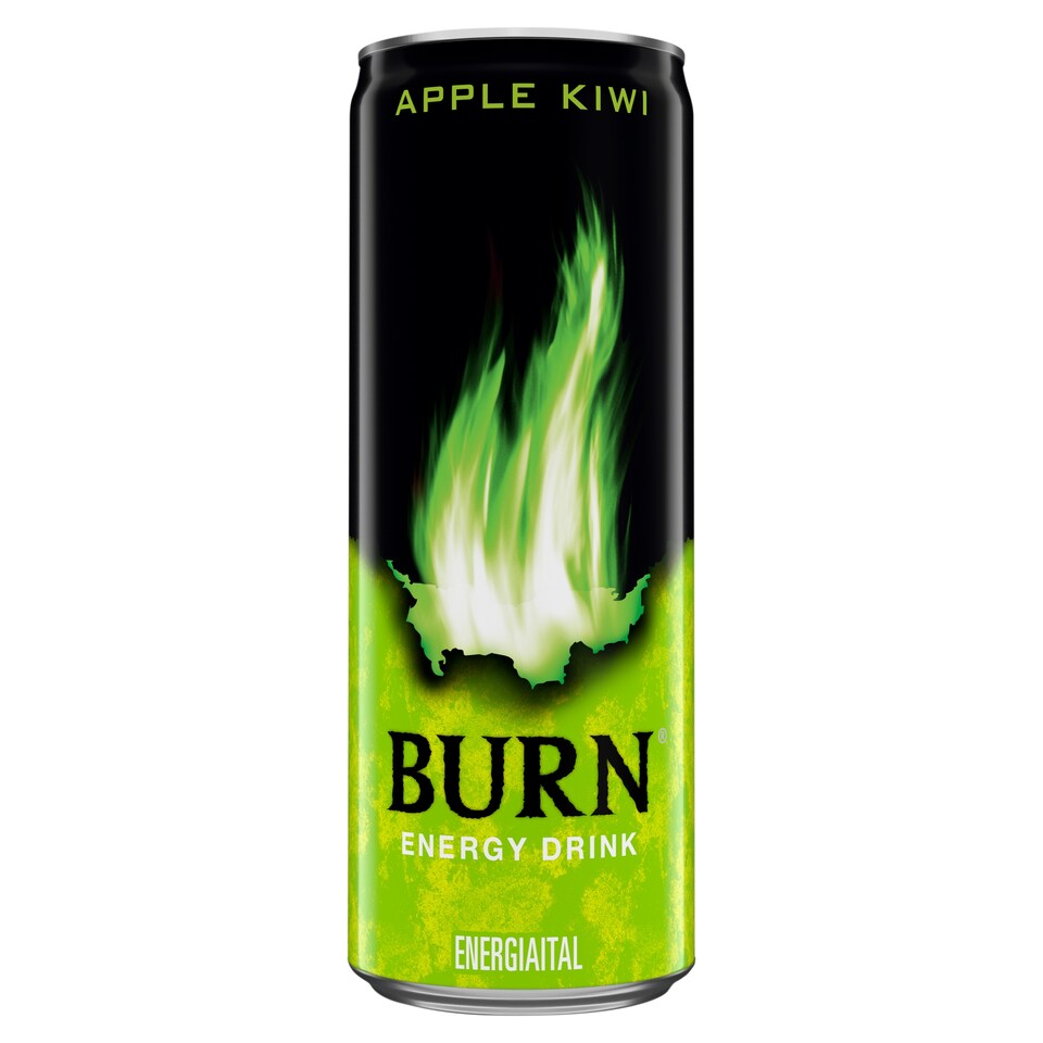 Burn Apple Kiwi szénsavas alma-kivi ízű energiaital koffeinnel 250 ml