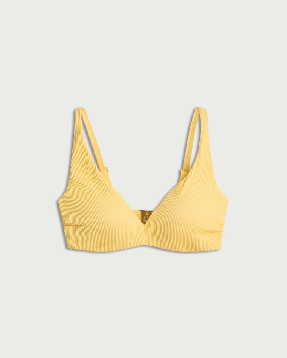 image 1 of F&F Ribbed Padded Bikini Top in Yellow