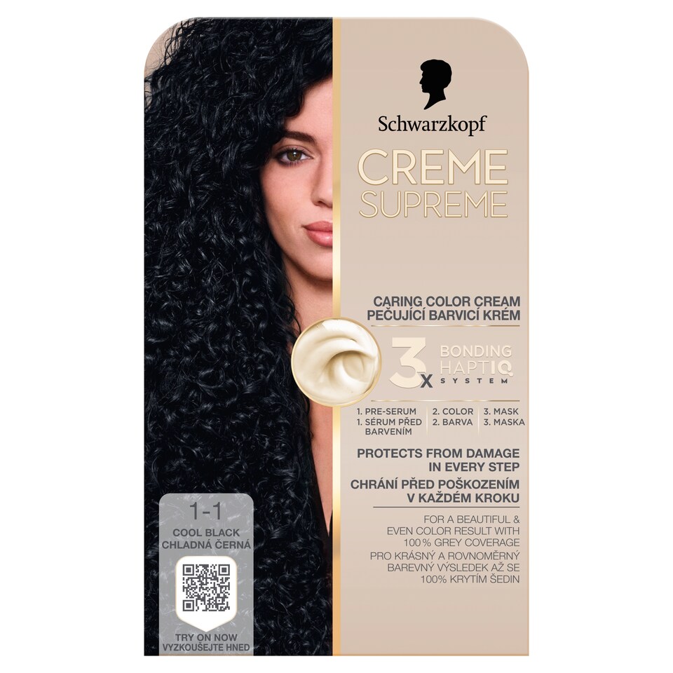 Schwarzkopf Creme Supreme tartós hajfesték 1-1 hűvös fekete