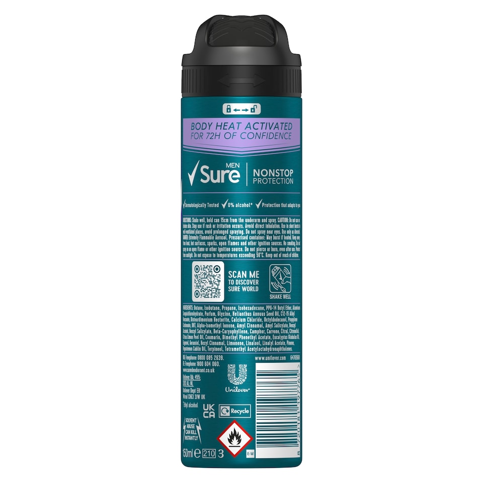 image 1 of Sure Men Active Dry 48h Antiperspirant Deodorant 150ml