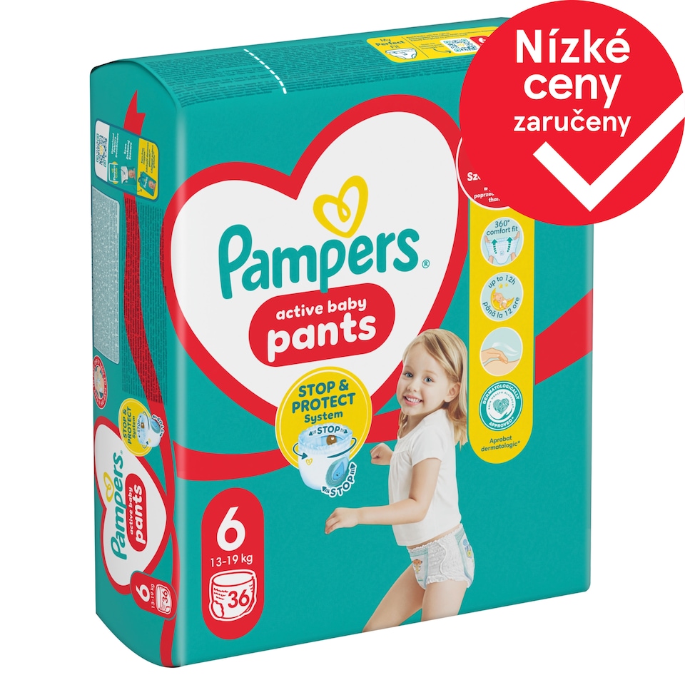 Obrázek 1 pro produkt Plenkové Kalhotky Pampers Active Baby Pants, Velikost 6, 36 Plenky, 13kg-19kg