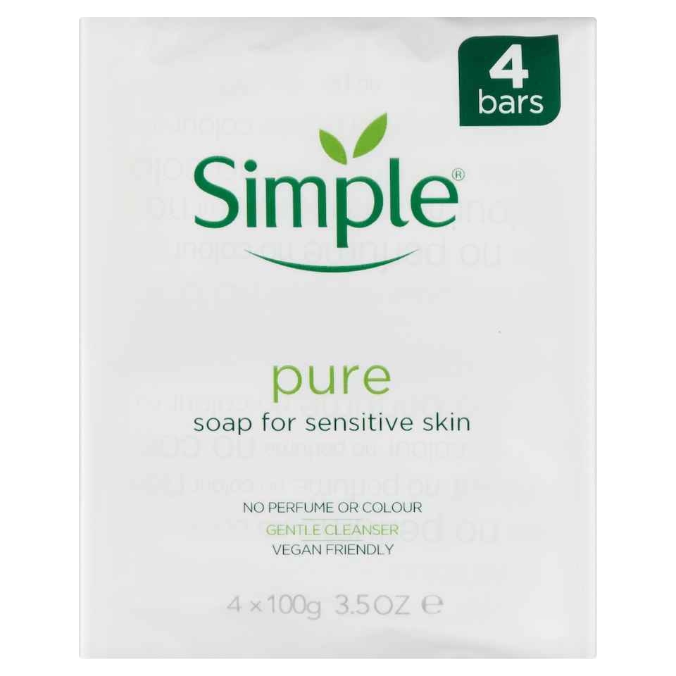 image 1 of Simple Pure Soap Bars For Sensitive Skin 4 X 100G
