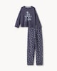 image 1 of F&F Girls Pure Cotton Paris Printed Pyjama Set in Blue