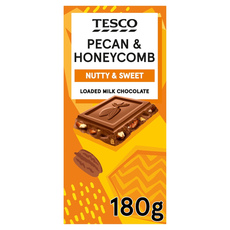 Tesco Pecan & Honeycomb Loaded Milk Chocolate 180g