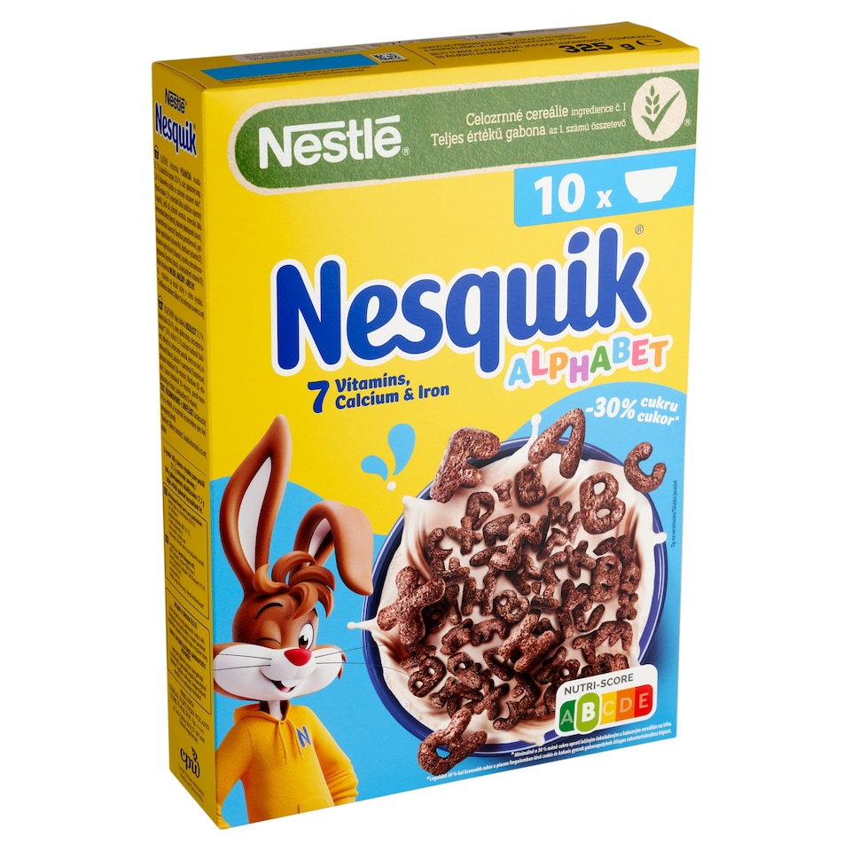 Nesquik Alphabet Letter-Shaped, Cocoa-Flavored, Crunchy Cereal with Vitamins 325 g