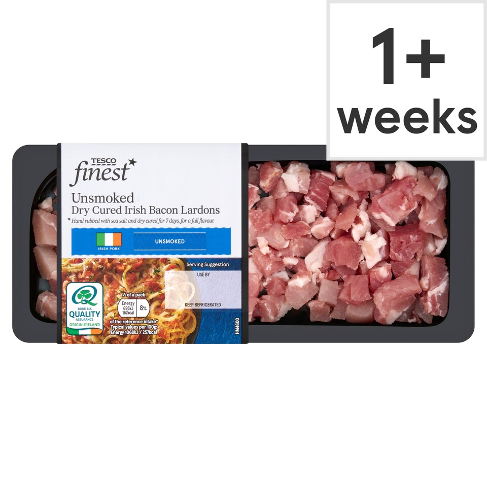 Tesco Finest Unsmoked Dry Cured Irish Bacon Lardons 130g