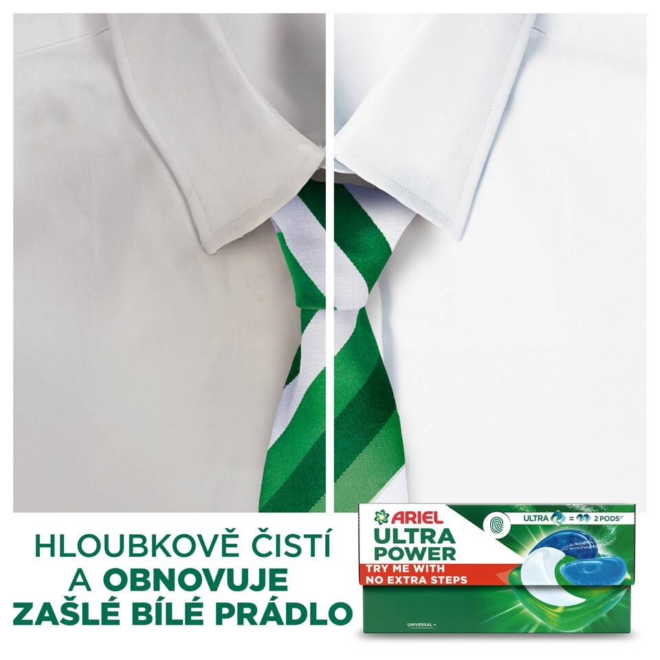 Obrázek 1 pro produkt Ariel ULTRA POWER PODS, Kapsle Na Praní S Tekutým Pracím Prostředkem, 18 Praní, Universal+
