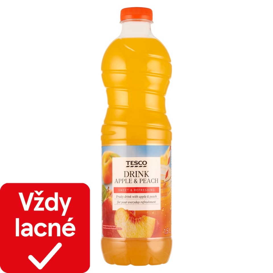 Tesco Nesýtený nealkoholický jablkovo-broskyňový nápoj 1,5 l