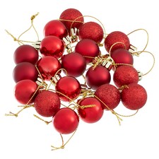 Tesco 20 Pack Red Mini Baubles