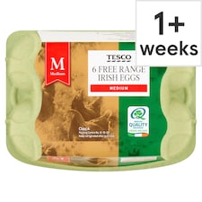 Tesco Free Range Eggs Medium 6 Pack