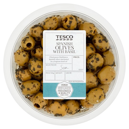 Tesco Spanish Olives With Basil 300G Tesco Groceries