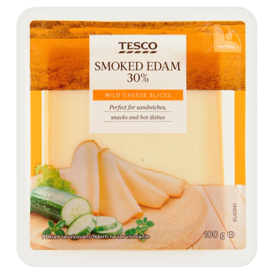 Tesco Polotvrdý polotučný uzený sýr plátky 100g