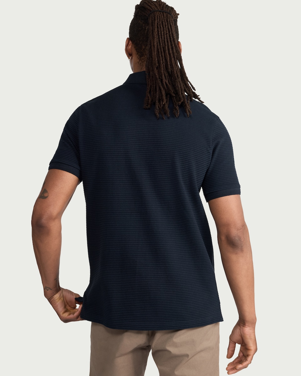image 1 of F&F Cotton Rich Textured Polo Shirt in Navy
