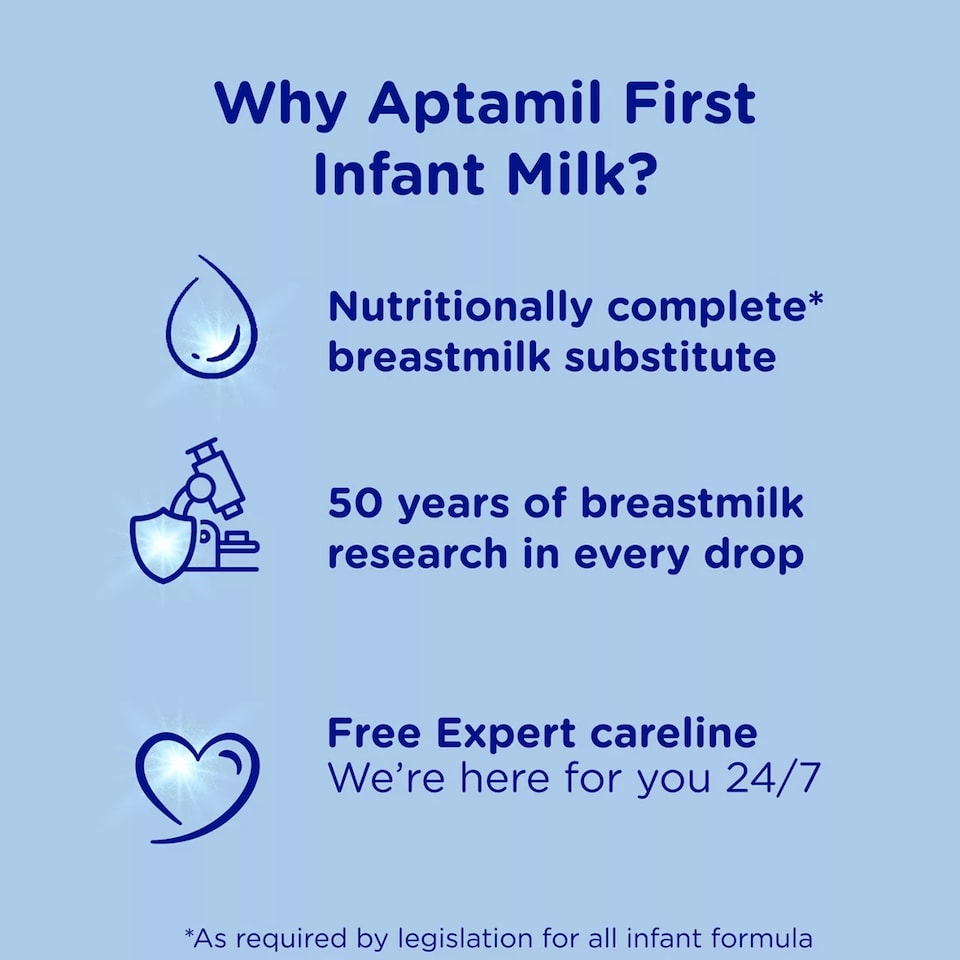 image 1 of Aptamil 1 First Infant Baby Milk Formula Liquid Starter Pack Ready to Feed from Birth 6x70ml