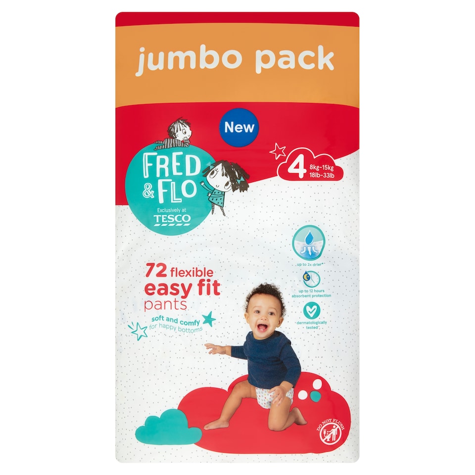 Fred & Flo Easy Fit Pants Jumbo Pack Size 4 72 Pack