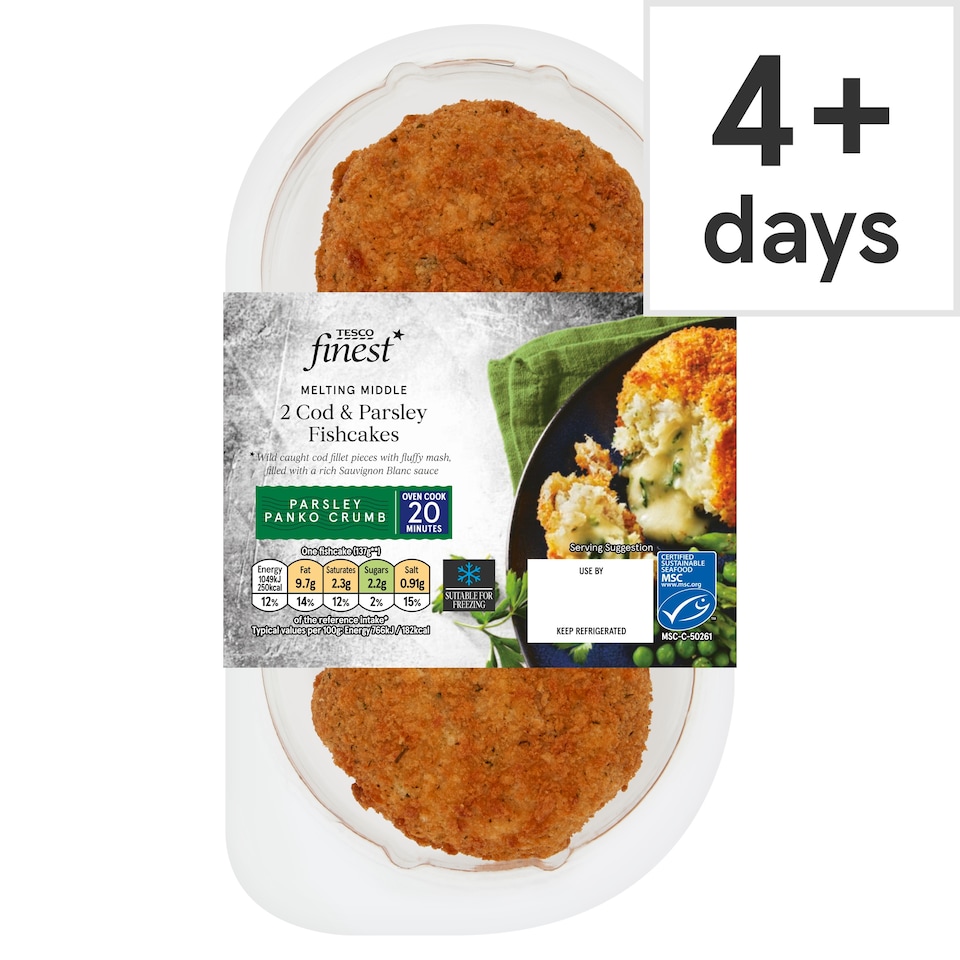 Tesco Finest 2 Cod & Parsley Fishcakes 290G