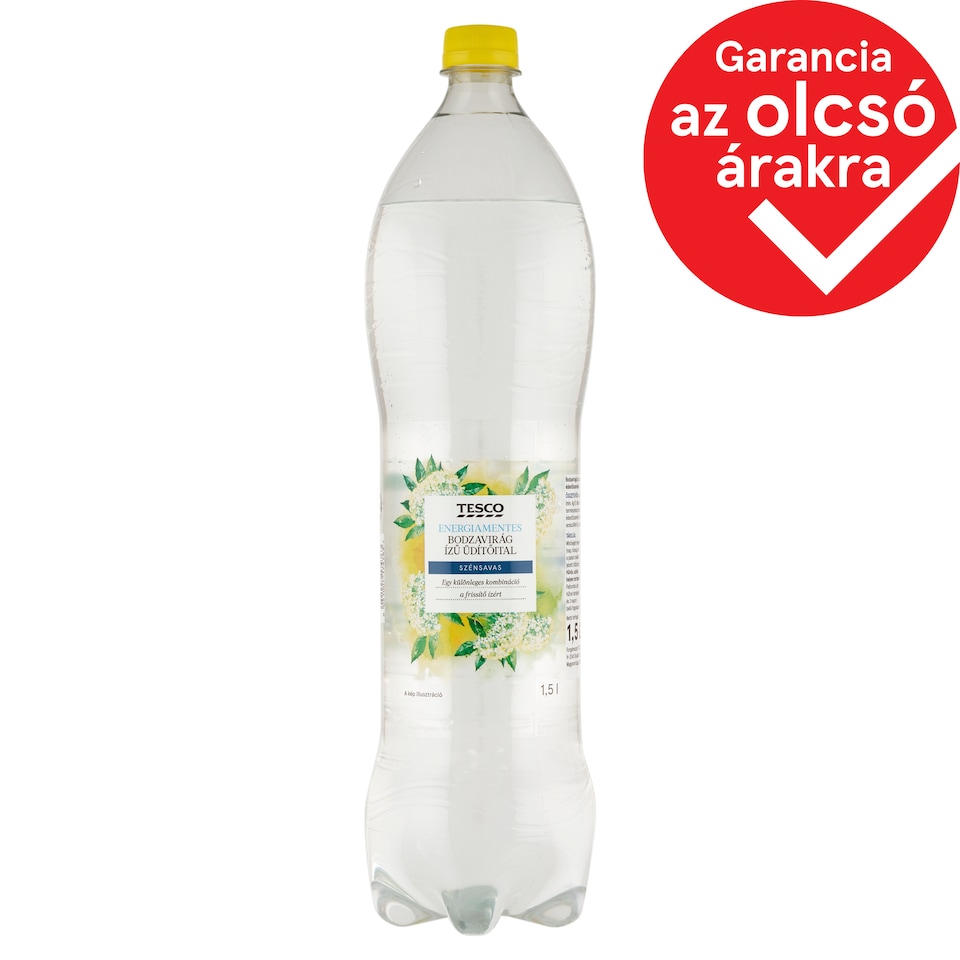 Tesco energiamentes szénsavas bodzavirág ízű üdítőital édesítőszerekkel 1,5 l