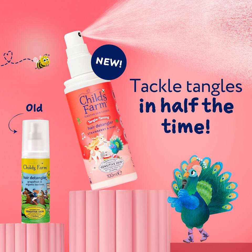 image 1 of Childs Farm 3 in 1 Tangle-Taming Hair Detangler Strawberry and Mint 100ml