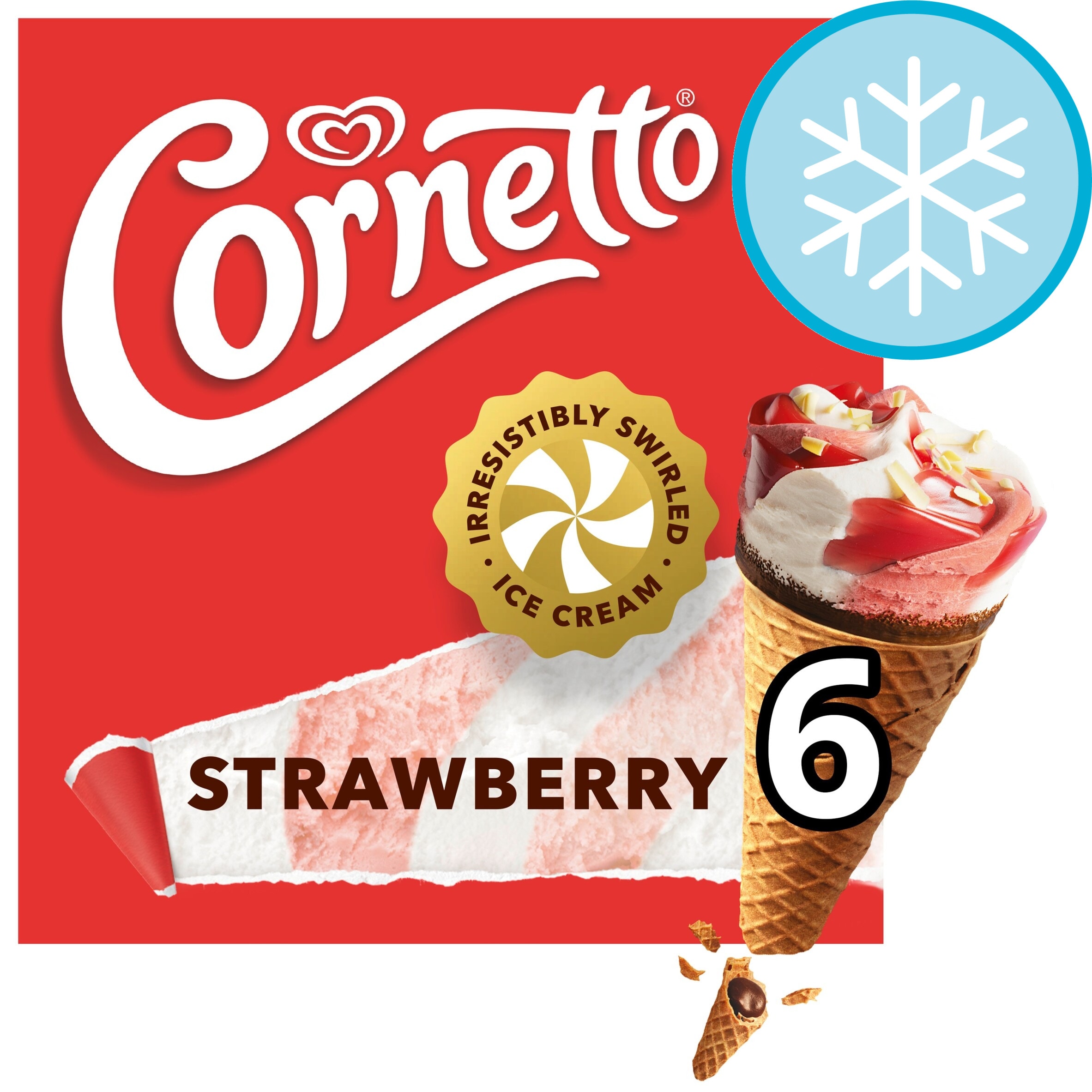 Cornetto Strawberry Ice Cream Cones 6 x 90ml