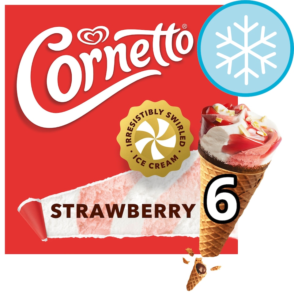 image 1 of Cornetto Ice Cream Cone Strawberry 6x90ml