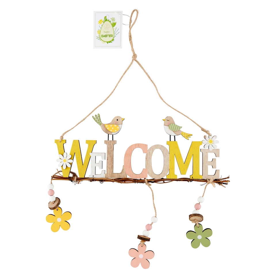 Mobil Digital Happy Easter Welcome závěsná dekorace s ptáčky 33 x 28 x 0,5 cm