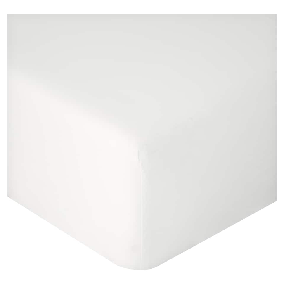 F&F Home 100% Washed Cotton White Fitted Sheet Super King