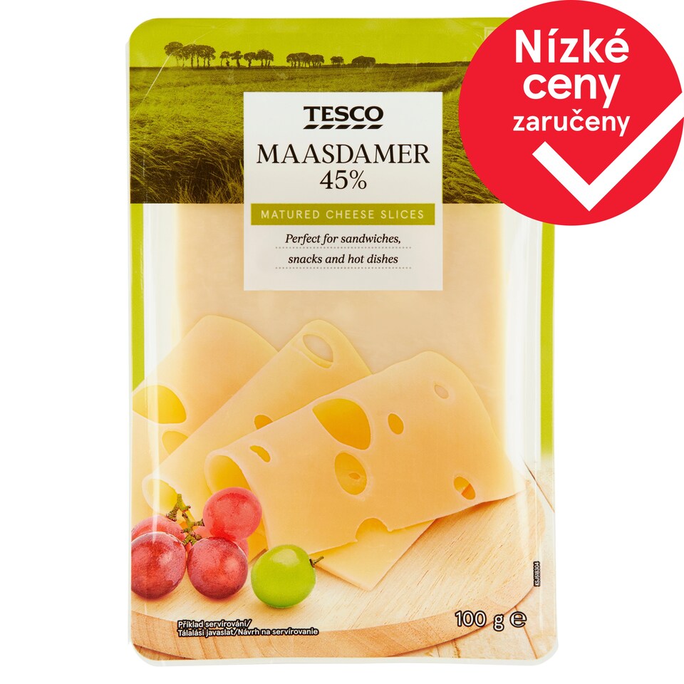 Tesco Maasdamer 45% plátky 100g