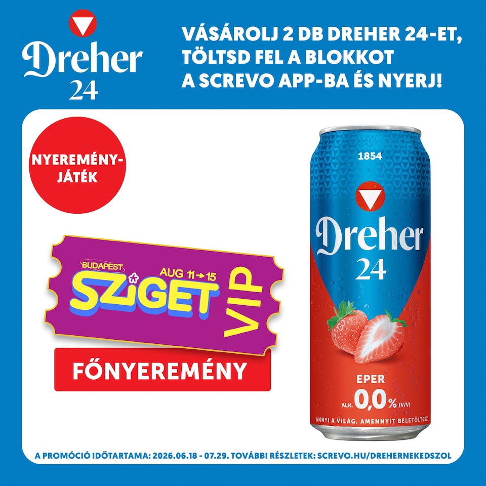 Dreher 24 Eper alkoholmentes világos sör és eper ízű ital keveréke 0,0% 0,5 l