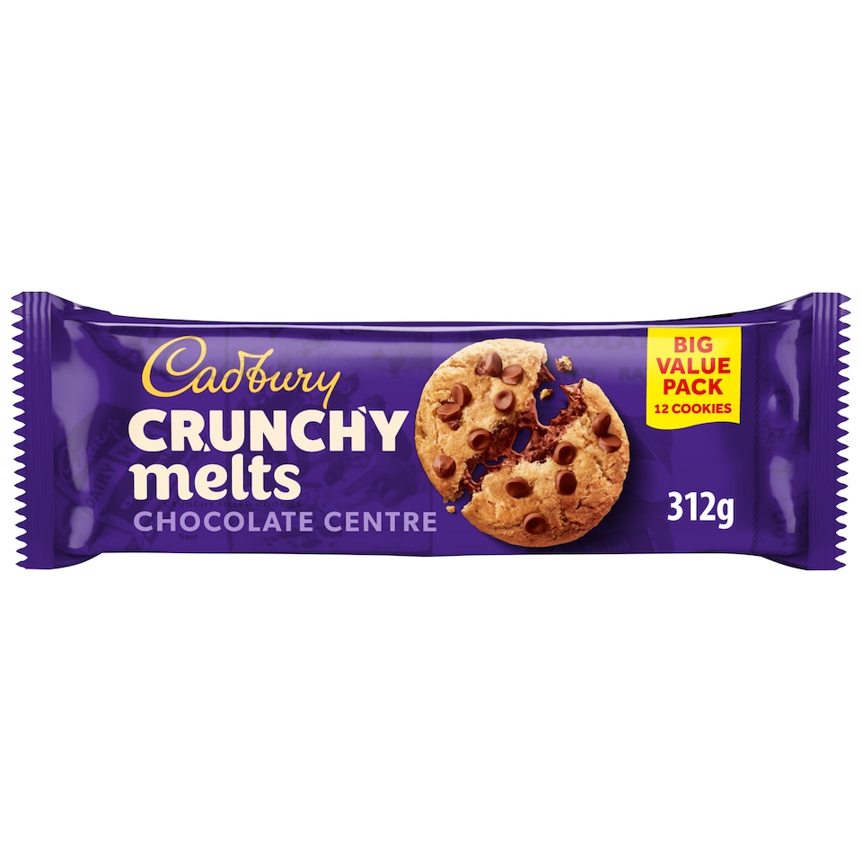 Cadbury 12 Crunchy Melts Chocolate Centre Cookie 312G
