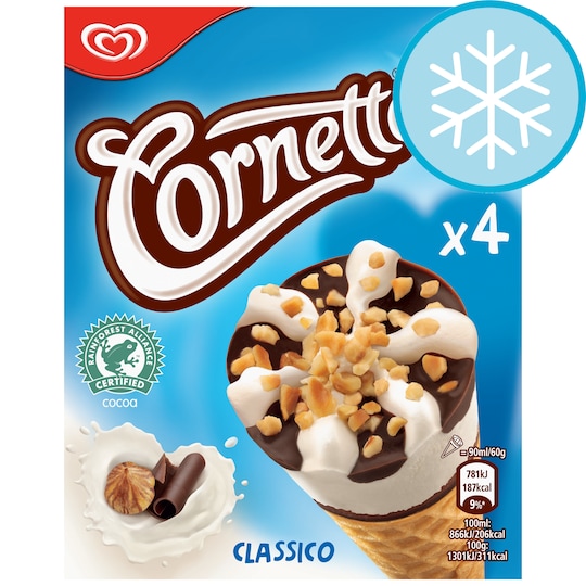 Classico Ice Cream Cone 4 X 90Ml Tesco Groceries