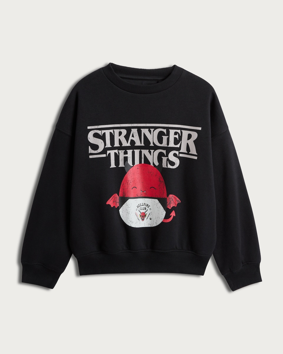  Stranger Things x Squishmallow Hellfire Club Sweatshirt in Black