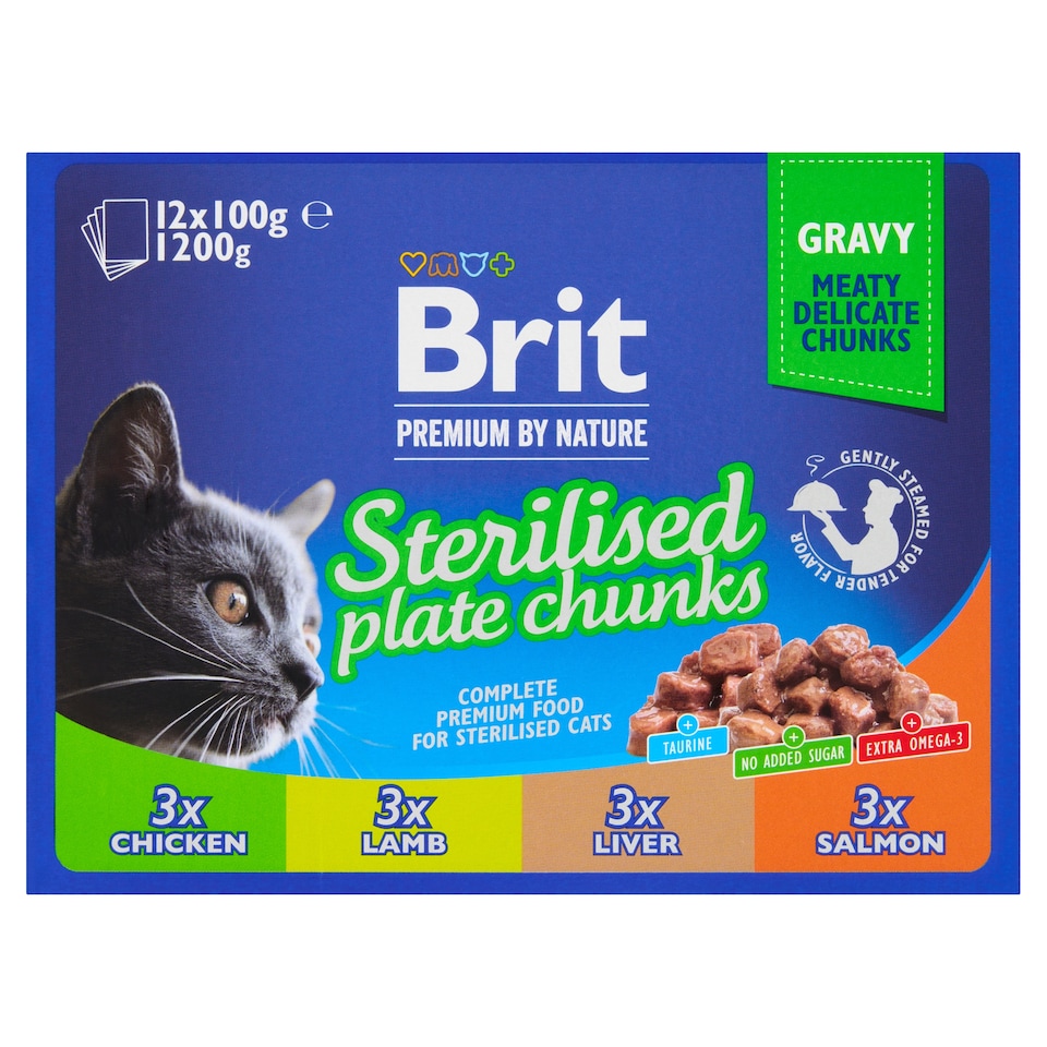 Obrázek 1 pro produkt Brit Premium by Nature Kompletní prémiové mokré krmivo pro kastrované kočky 12 x 100g (1200g)
