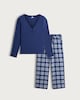 image 5 of F&F Henley Top and Check Print Bottoms Pyjama Set in Blue