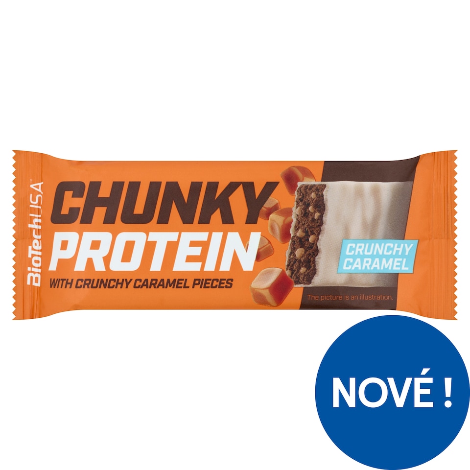 Obrázek 1 pro produkt BioTechUSA Chunky Protein karamelová proteinová tyčinka s bílou polevou 50g
