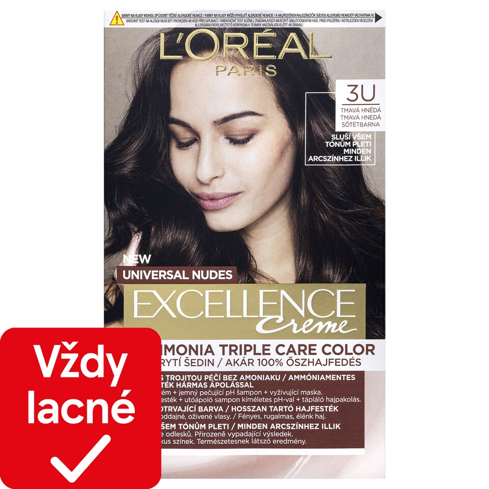 L'Oréal Paris Excellence Creme Universal Nudes permanentná farba na vlasy 3 U Tmavá hnedá