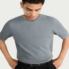 F&F Pure Cotton Knitted T-Shirt in Blue
