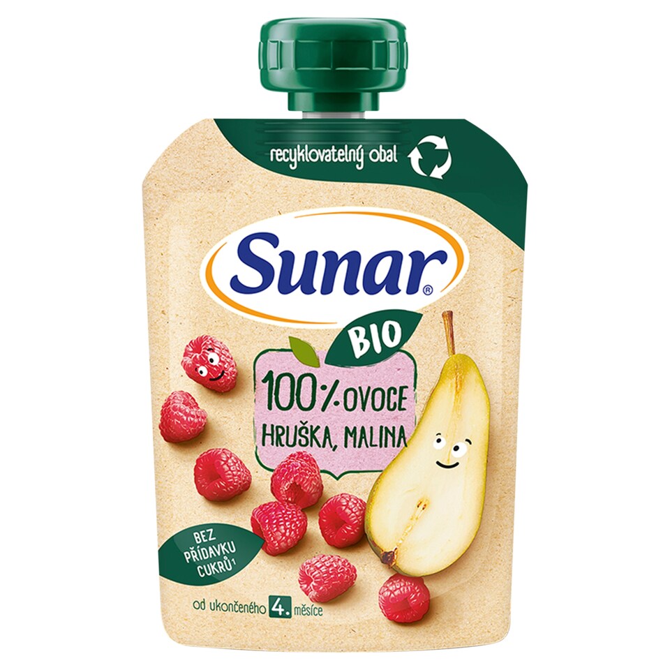 obrázok 1 z Sunar BIO ovocná kapsička hruška, malina 4m +, 100 g