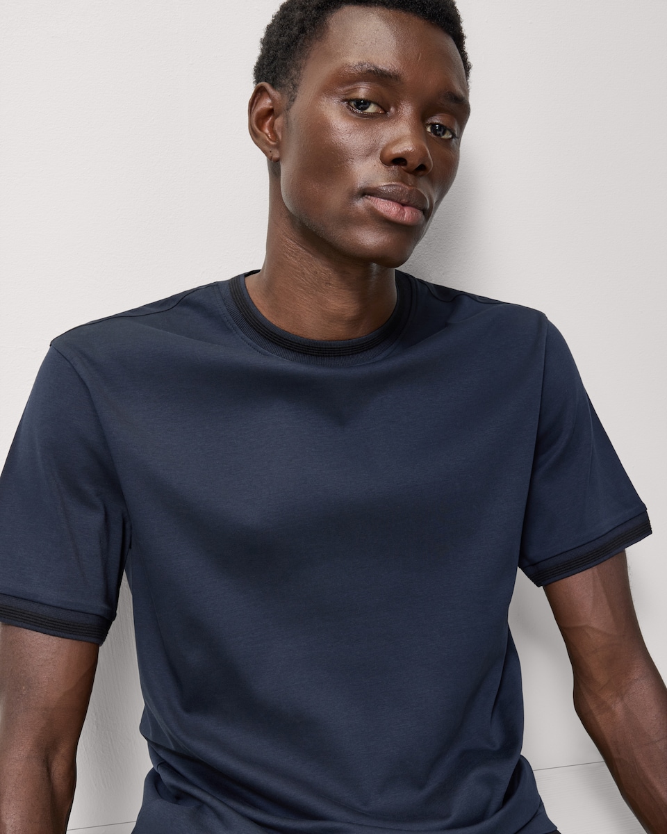 image 1 of F&F Pure Cotton Smart T-Shirt in Navy