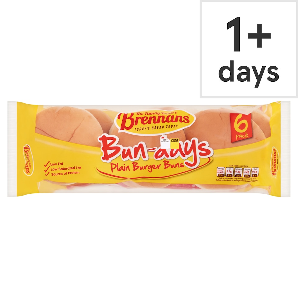 Brennans Bun-days Plain Burger Buns 6 Pack