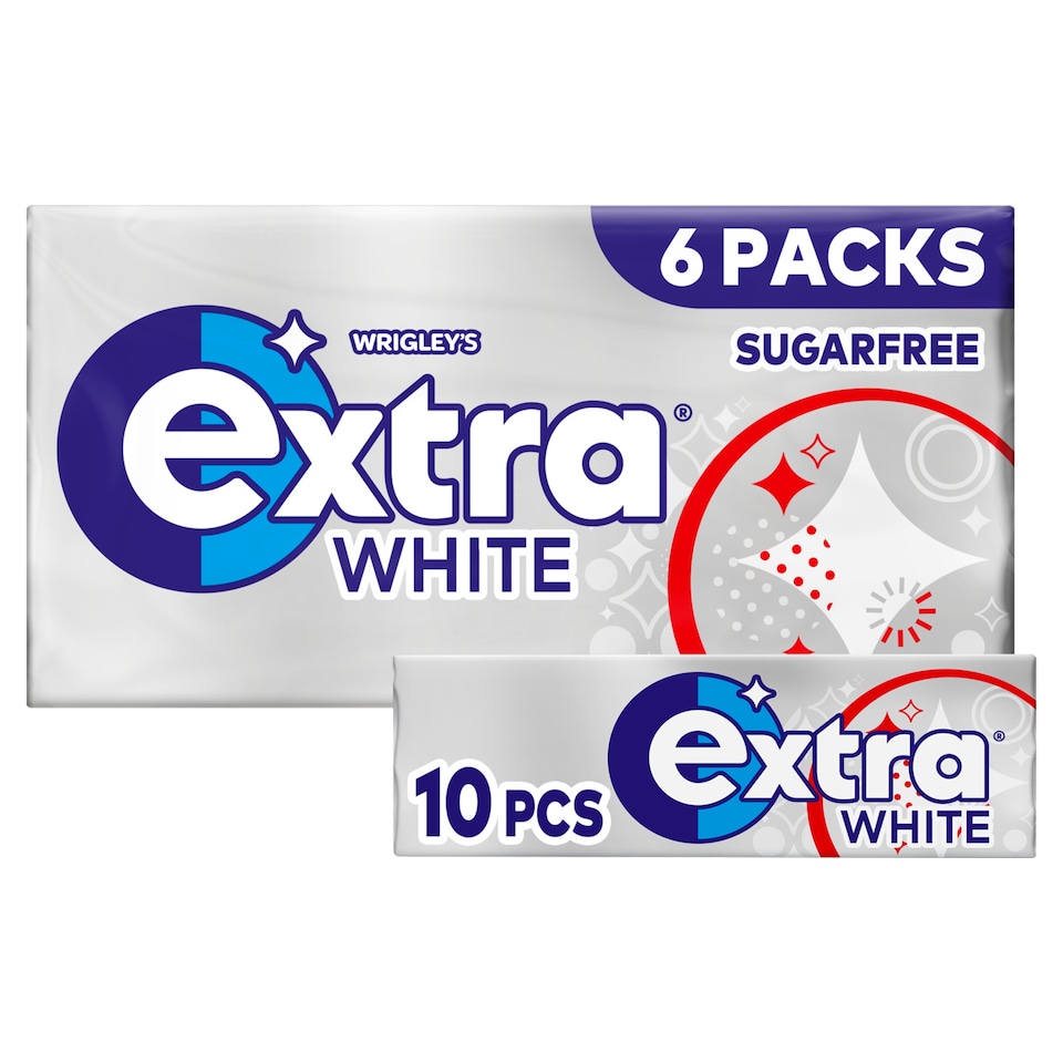 Extra White Sugarfree Chewing Gum Multipack 6x10 Pieces