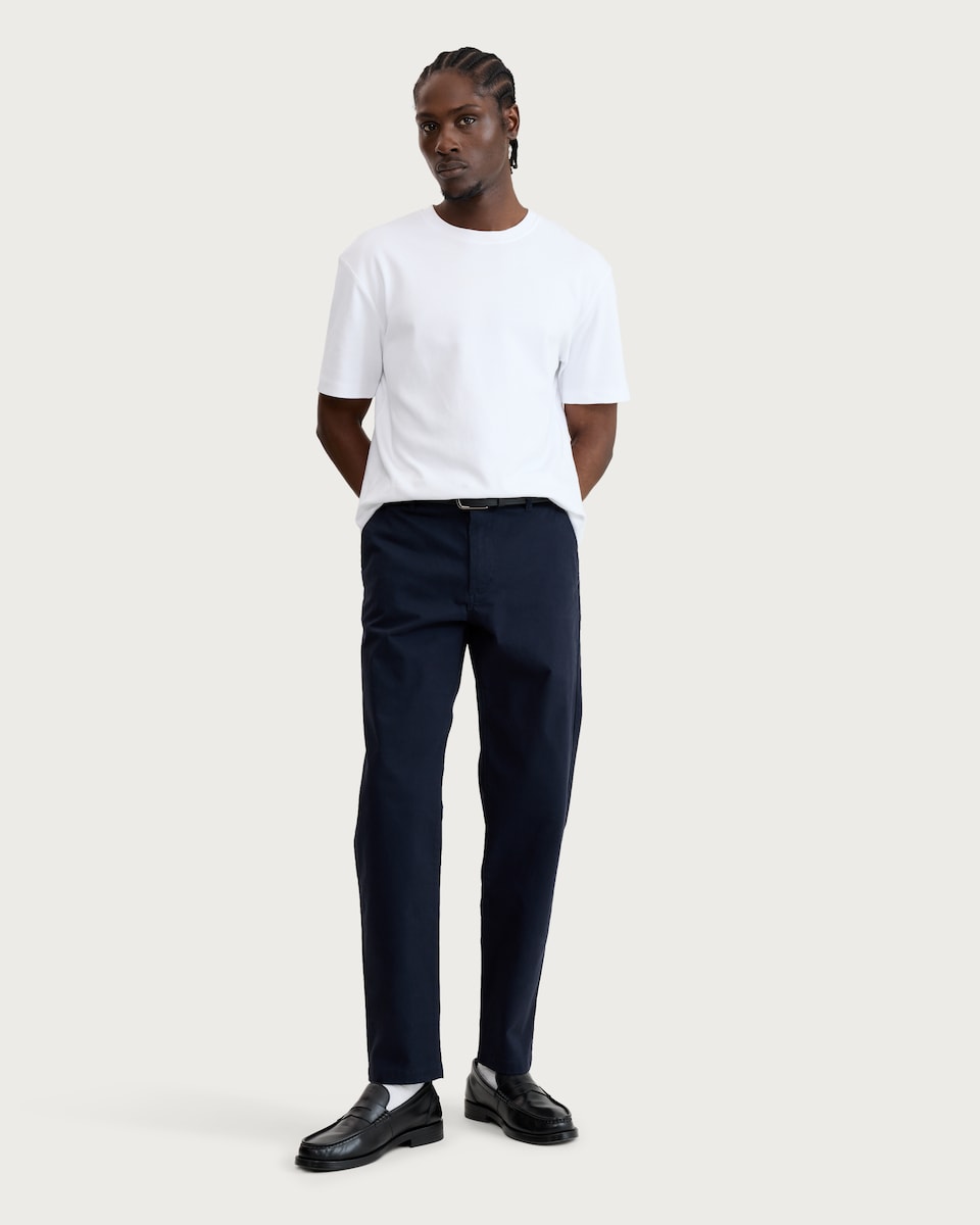 image 1 of F&F Cotton Rich Slim Fit Chino Trousers in Navy