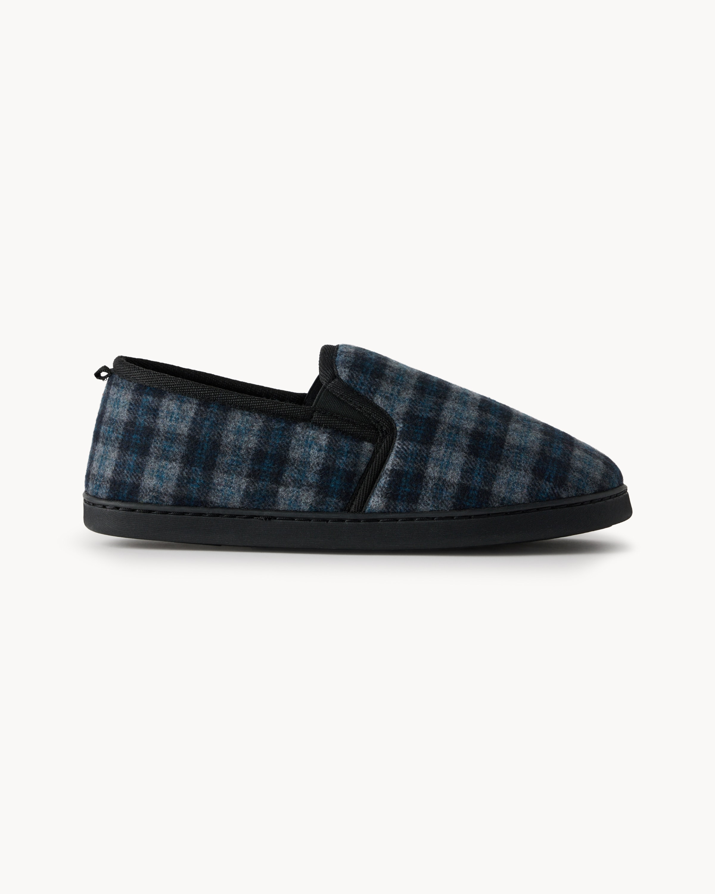 F&F Check Closed Back Slippers in Navy
